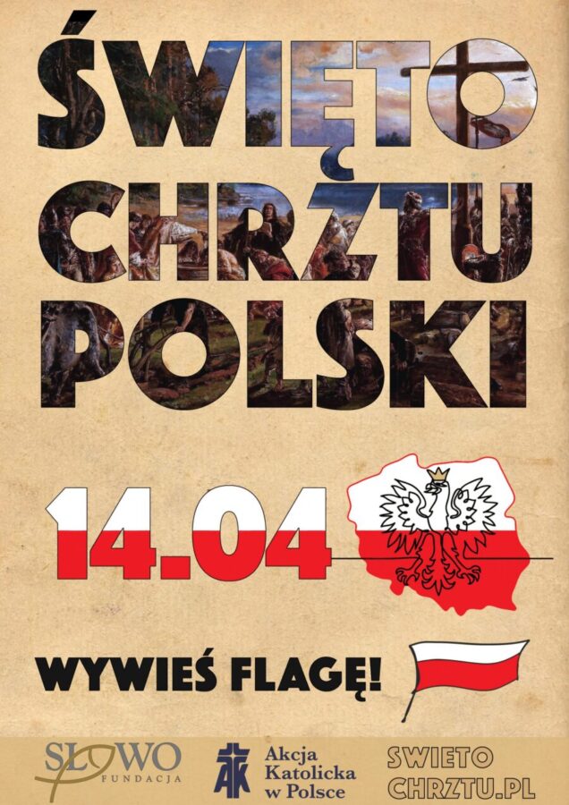 Plakat promujący Święto Chrztu Polski 14 kwietnia